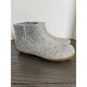 Glerups Boot Gray‎ Wool Slipper With Honey Rubber Bottom - EU Size 41